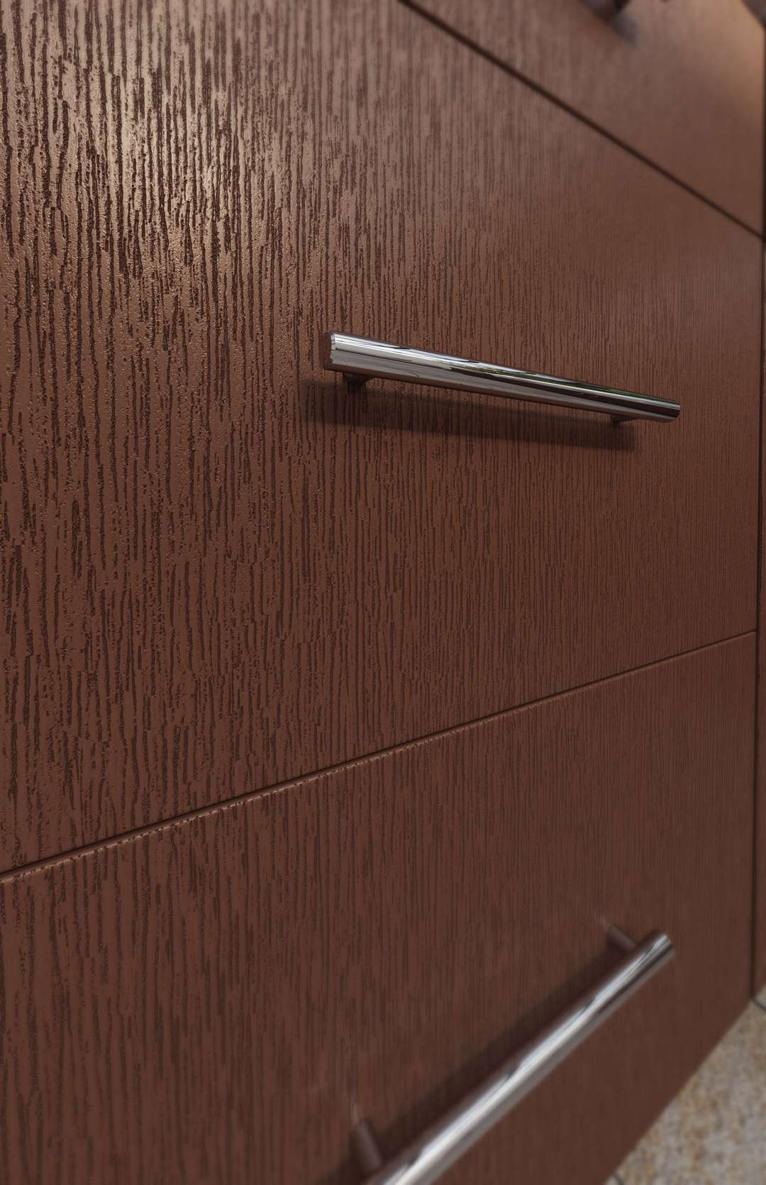 Close up of wood grain texture on outdoor cabinet