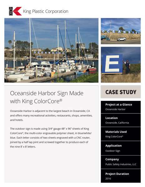 Oceanside Harbor Sign Made with King ColorCore®
